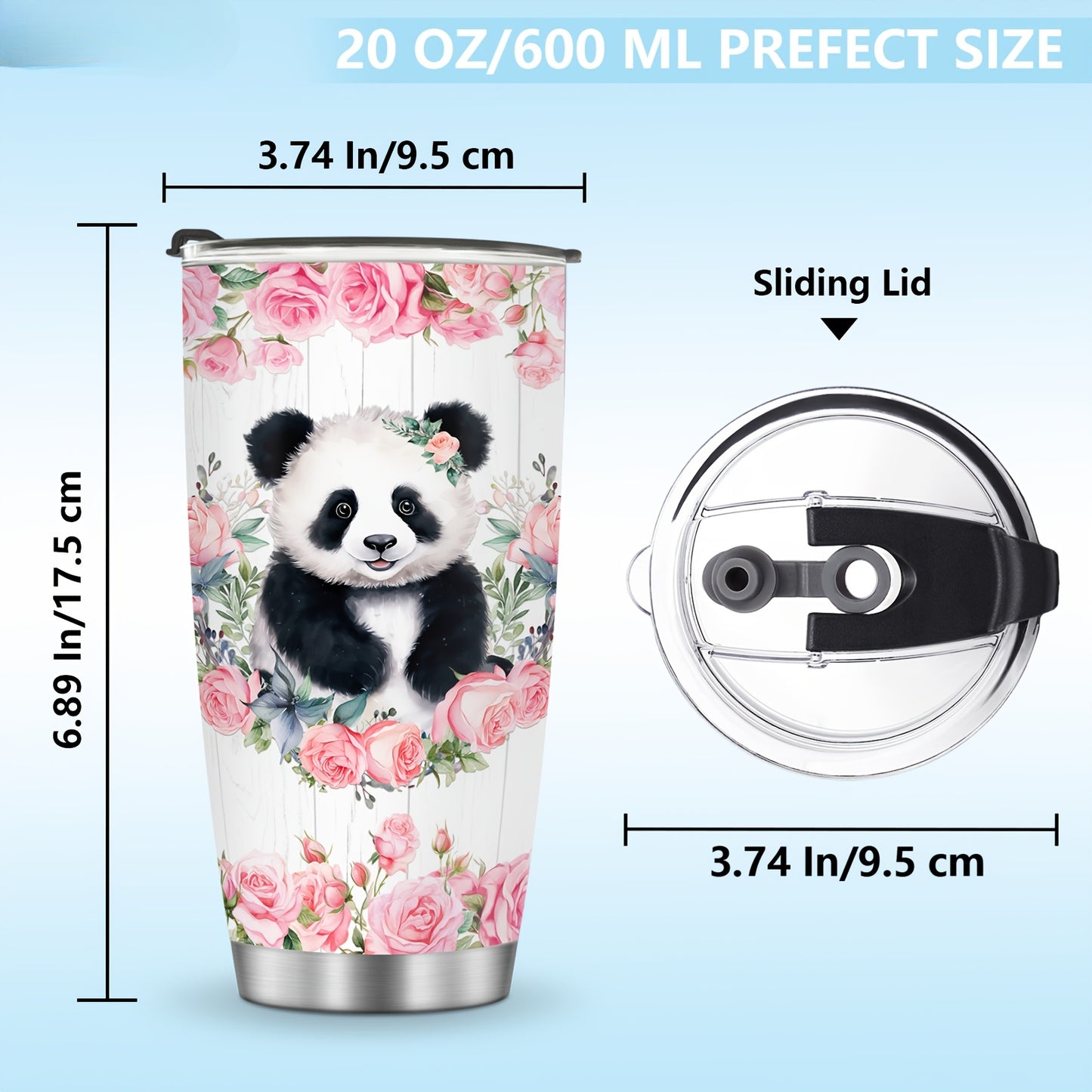 Bestseller Cute Panda Tumbler - 20oz Insulated Stainless Steel Mug with Lid, Hot & Cold Travel Cup | Perfect Gift for Women, Panda Lovers - Valentine‘s, Christmas, Birthday, Mother’s Day