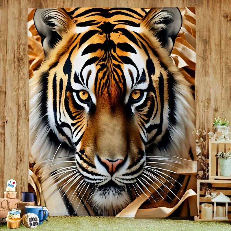 Tiger Print Flannel Throw Blanket - Soft & Warm Animal Pattern Blanket for Couch, Camping, All Season Use, Cozy Home Decor and Outdoor Adventure Gift