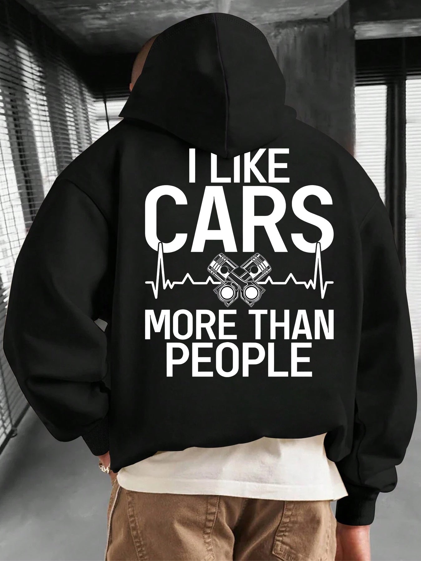 Men's Letter Print Hoodie - Oversized Fit Pullover with Drawstring Hood & Kangaroo Pocket | Casual Streetwear Essential