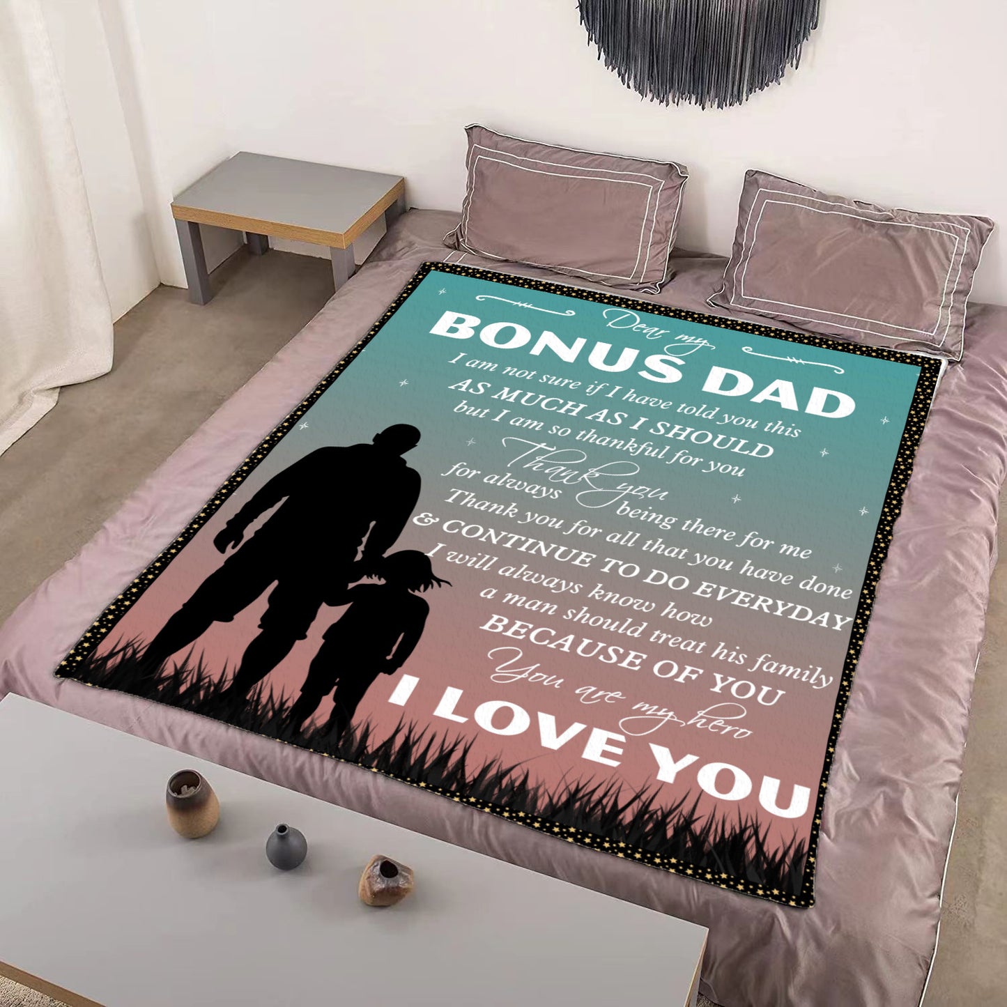 Vintage Letter Print Flannel Blanket - Cozy All-Season Throw with Classic Typography | Nostalgic Gift for Dad, Reading Naps & Cabin Decor