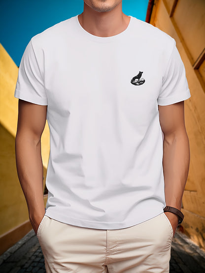 Fashion Wolf Print T-Shirt for Men | Black & White Graphic Tee Shirts Top for Gym, Office & Daily Wear