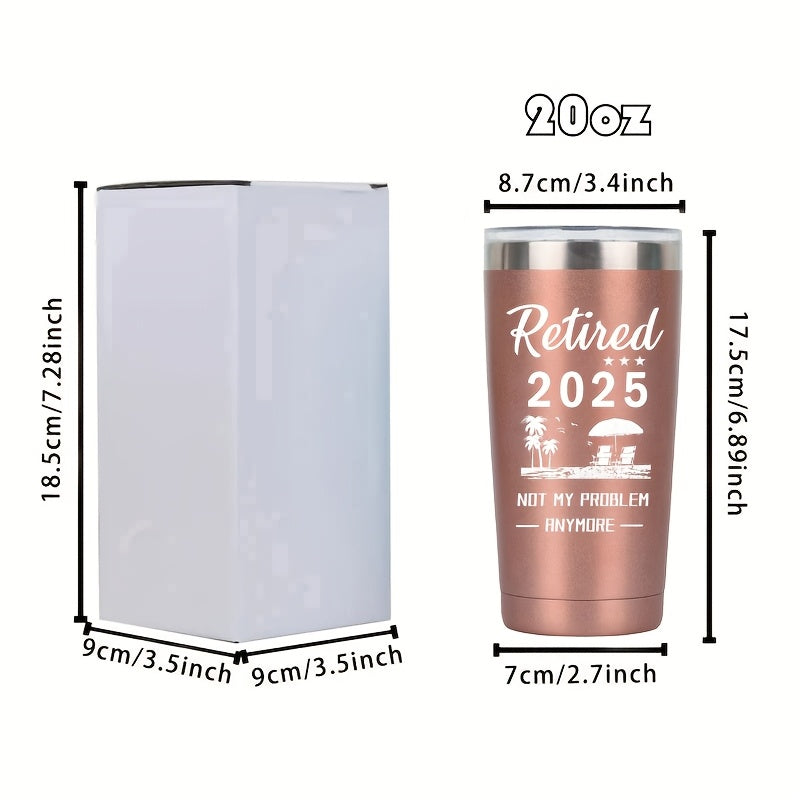 "Retired 2024: Not My Problem Anymore" Tumbler - 20oz Stainless Steel Oval Travel Mug | Funny Retirement Gift with Non-Slip Grip