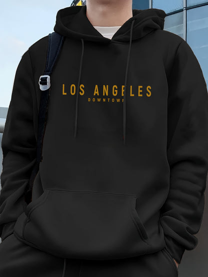 Men's Contemporary Graphic Hoodie - Long Sleeve Regular Fit Pullover, Essential Hooded Top for Casual Style