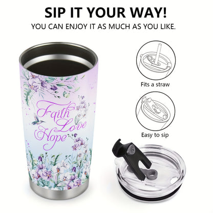 Hummingbird & Flower Tumbler - 20oz Vacuum Insulated Travel Coffee Cup, Perfect Heartfelt Gift for Mother, Grandma, Mama, Sister & Daughter