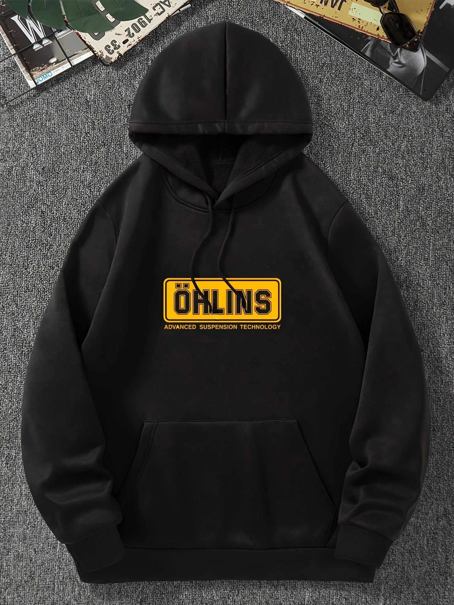 Öhlins Performance Hoodie - Iconic Yellow Logo, Warm Fleece-Lined for Fall & Winter | Engineered Comfort for Riders, Drivers & Motorsport Fans