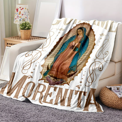 Virgin Mary Flannel Throw Blankets - Inspirational Christian Blanket with Sacred Image | Soft, Comforting Faith-Based Gift for Prayer, Home, and Solace