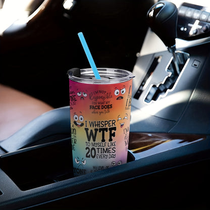 Slim Fit Car Cup Holder Tumbler - 20oz Sarcastic Skinny Stainless Steel Insulated Travel Mug, Leak-Proof Lid for Commute & Outdoor | Funny Gift for Friends, Coworkers
