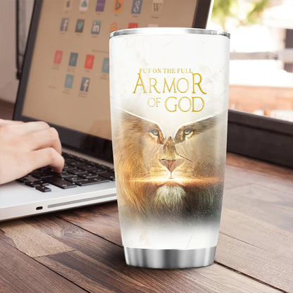 "Put On The Full Armor Of God" 20oz Tumbler - Ephesians 6 Bible Verse Gift for Pastor, Priest & Church Leaders | Stainless Steel Insulated Cup for Ministry