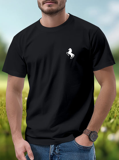 Fashion Horse Graphic Print T-Shirt for Men Streetwear Trend Short Sleeve Crew Neck Tee Shirts Tops