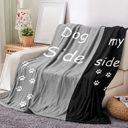 Modern Paw Print Flannel Blanket - Ultra-Soft & Cozy All-Season Throw for Home & Camping, Machine Washable Pet-Themed Décor - Perfect for Pet Lovers, Couch, Bed, or Outdoor Adventures