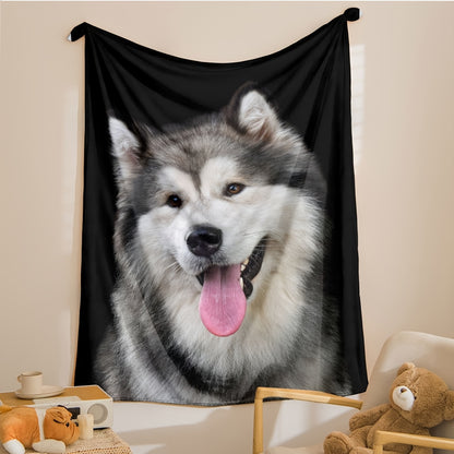 Personalized Alaskan Malamute Blanket - Custom Photo Print of Your Dog, Tear-Resistant & Durable, Ultimate Gift for Malamute Lovers & Owners