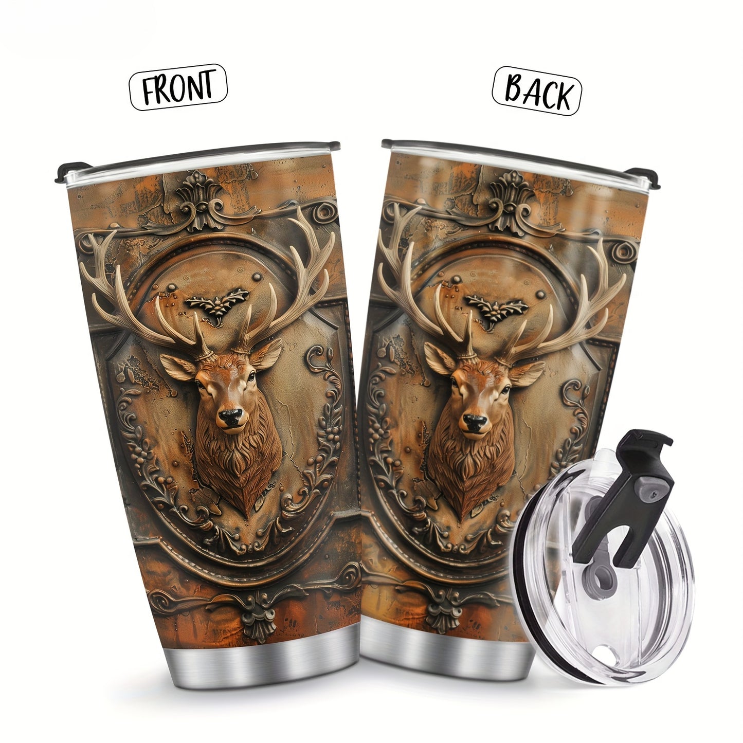 20oz Insulated Deer Hunting Tumbler - Travel Coffee Mug for Men, Dad | Gift for Christmas, Birthday, Valentines Day for Him, Deer Lover