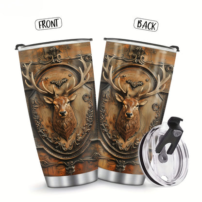 20oz Insulated Deer Hunting Tumbler - Travel Coffee Mug for Men, Dad | Gift for Christmas, Birthday, Valentines Day for Him, Deer Lover