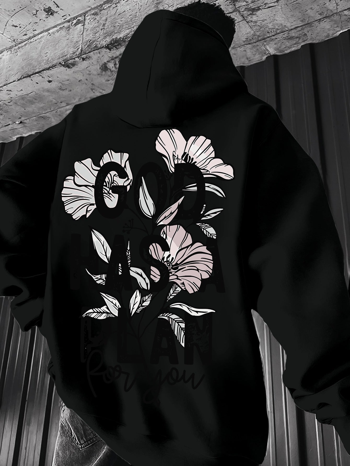 Japanese Geometric Print Hoodie for Men - Retro Streetwear Style, Regular Fit Long Sleeve Pullover, Casual Vintage Hooded Sweatshirt