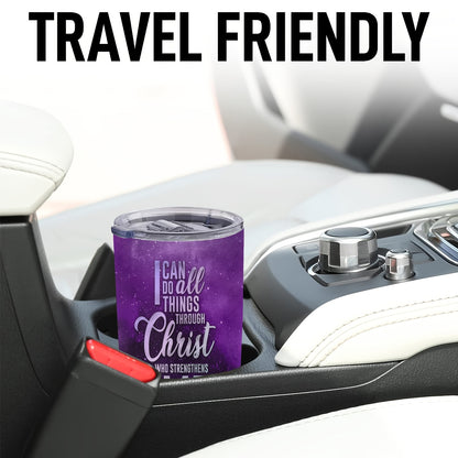 "I Can Do All Things Through Christ" 20oz Stainless Steel Tumbler - Double Wall Vacuum Insulated Travel Mug with Inspirational Quote | Christian Gift
