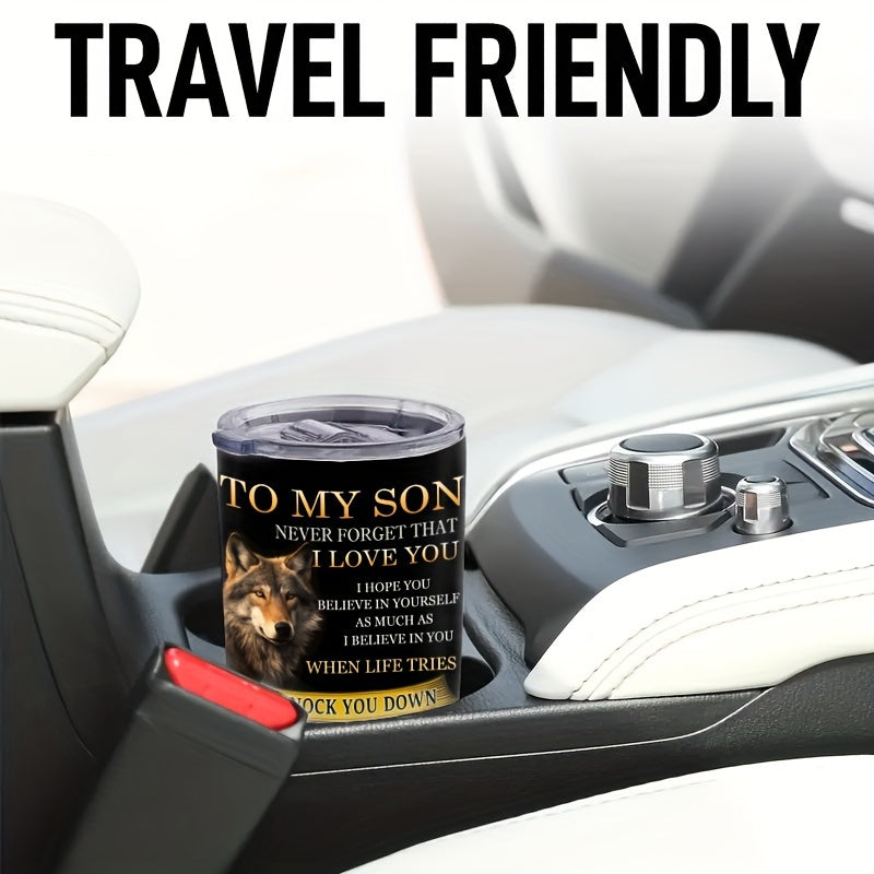 Wolf Pattern 20oz Stainless Steel Tumbler - Insulated Travel Mug for Hot & Cold Drinks | Perfect Gift for Son, Dad, Outdoorsman | Camping, Hiking & Travel Friendly