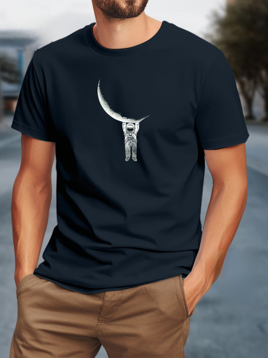 Abstract Graphic T-Shirt for Men Fashion Trend Black & White Modern Print Tee Shirts Tops for Casual, Gym & Office