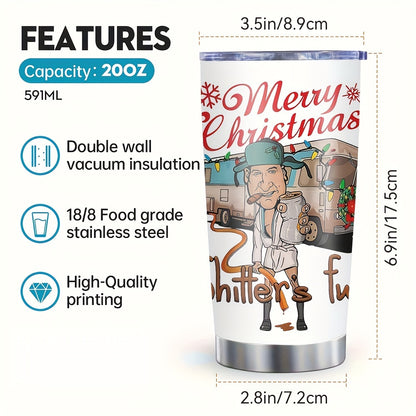 20oz Stainless Steel Insulated Travel Tumbler with Lid - Camouflage Christmas Theme, Hand Wash Only - Reusable & Non-Slip for Hot/Cold Drinks - Ideal Holiday Gift for Christmas, Halloween, Thanksgiving