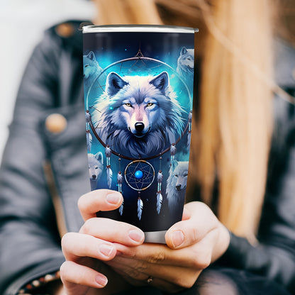 20oz Wolf Lover's Tumbler - Insulated Stainless Steel Coffee Cup with Leak-Proof Lid, Durable Travel Mug Perfect for Men, Women & Outdoor Enthusiasts