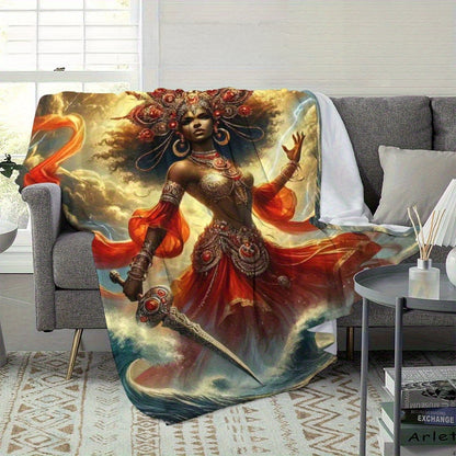 Boho Chic Flannel Throw - Vibrant & Lightweight Ethnic Print, All-Season Bohemian Blanket for Couch, Travel, Festival Gift for Friends & Family