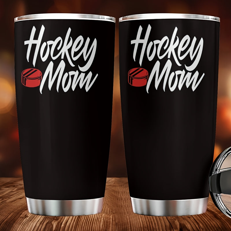 Hockey Mom Tumbler - 20oz Double-Wall Insulated Cup with Hockey Stick Design, Spill-Proof Lid, Keeps Drinks Hot/Cold for Hours - Perfect for Games, Travel, Camping & Hockey Fans