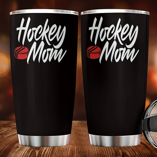 Hockey Mom Tumbler - 20oz Double-Wall Insulated Cup with Hockey Stick Design, Spill-Proof Lid, Keeps Drinks Hot/Cold for Hours - Perfect for Games, Travel, Camping & Hockey Fans