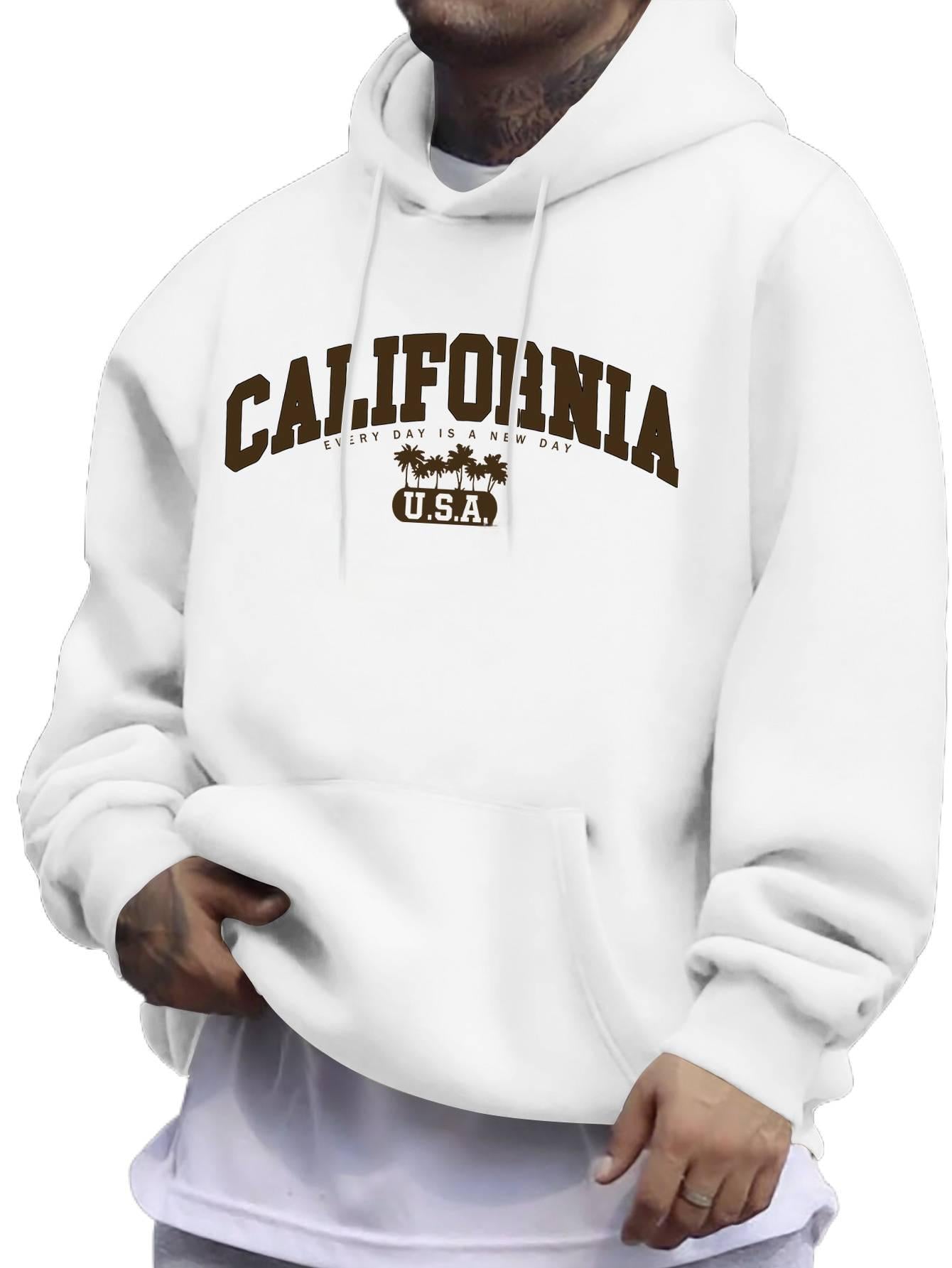 Men's American Vintage Hoodie - Graphic Letter Print Pullover | Regular Fit Long Sleeve Hooded Sweatshirt