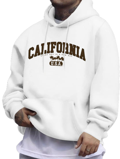 Men's American Vintage Hoodie - Graphic Letter Print Pullover | Regular Fit Long Sleeve Hooded Sweatshirt