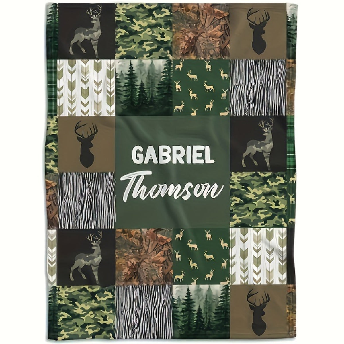 Custom Name & Animal Forest Throw Blanket - Personalized Cozy Flannel for Fall, Gift for Family & Friends, Sofa Office Decor, Holiday Present