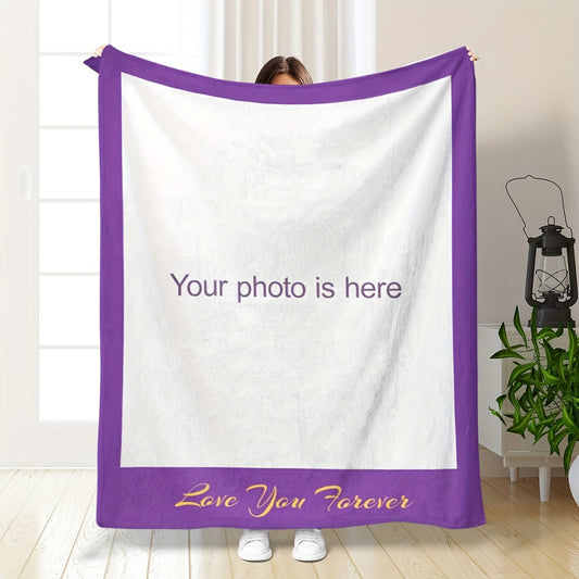 Personalized Photo Flannel Throw - Custom Memory Blanket for Family & Friends, Machine Washable & All-Season, Heartfelt Gift for Any Occasion