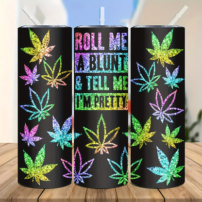 Color-Changing Glitter Tumbler 20oz - Stainless Steel Insulated Cup with Botanical Design, Leak-Proof Lid & Straw, Aesthetic Travel Mug Gift