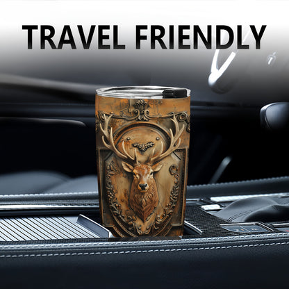 20oz Insulated Deer Hunting Tumbler - Travel Coffee Mug for Men, Dad | Gift for Christmas, Birthday, Valentines Day for Him, Deer Lover