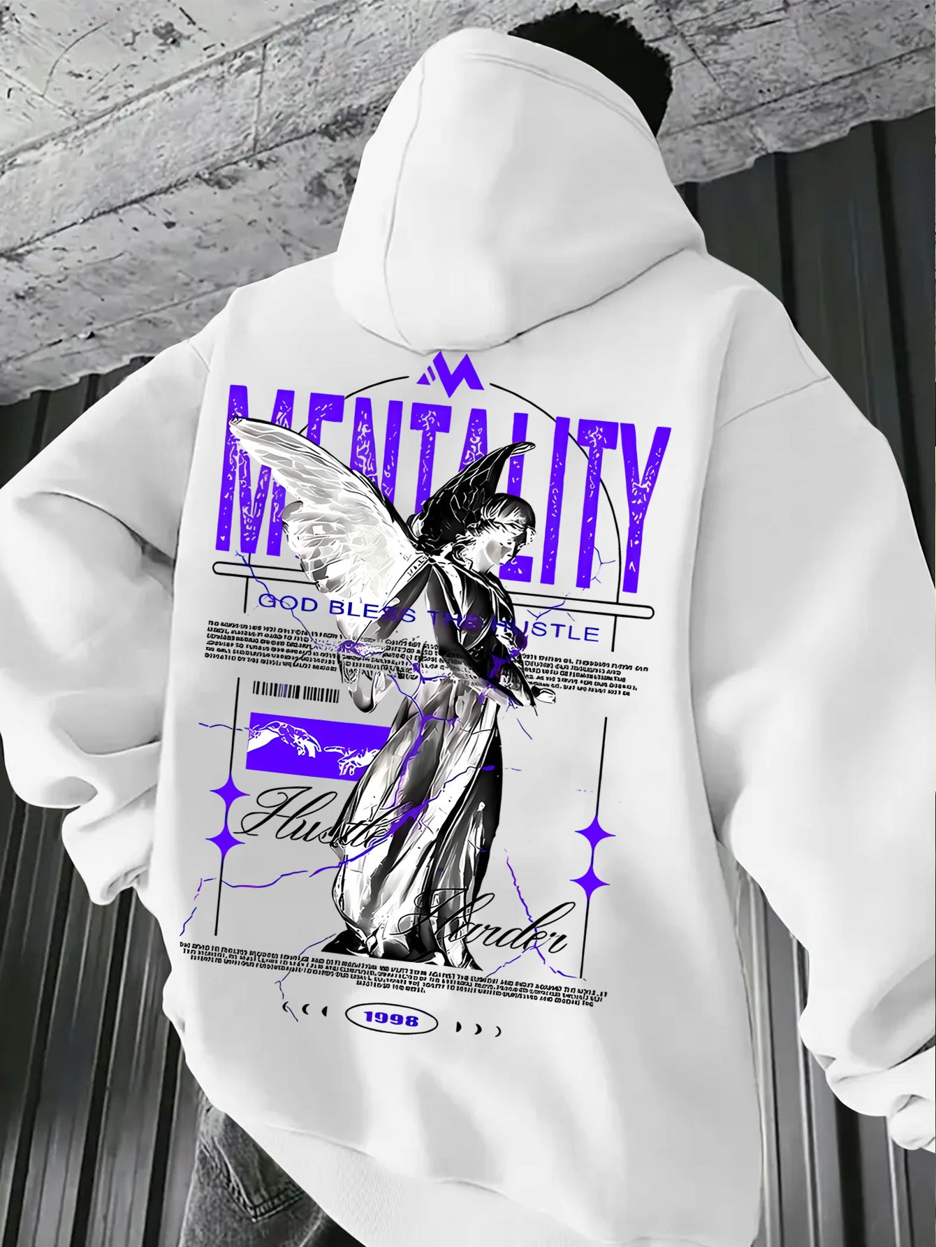 Men's Fashion Hoodie with Graphic Print - Soft Beige & Neon Green Colorway, Trendy Hooded Sweatshirt for Street Style