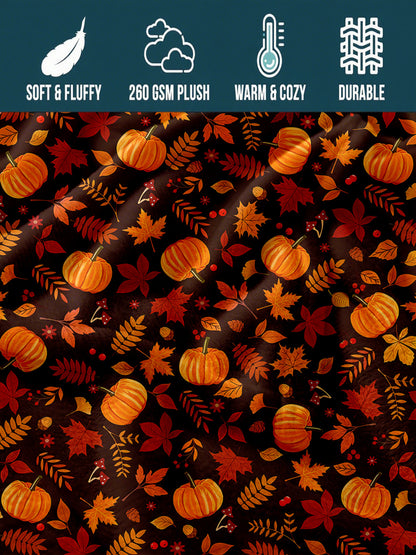 Cozy Autumn Pumpkin Leaf Blanket - Ultimate Soft & Warm Throw for All Seasons, Perfect Fall Gift for Bed, Sofa, Camping & Travel