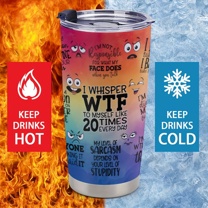 Slim Fit Car Cup Holder Tumbler - 20oz Sarcastic Skinny Stainless Steel Insulated Travel Mug, Leak-Proof Lid for Commute & Outdoor | Funny Gift for Friends, Coworkers