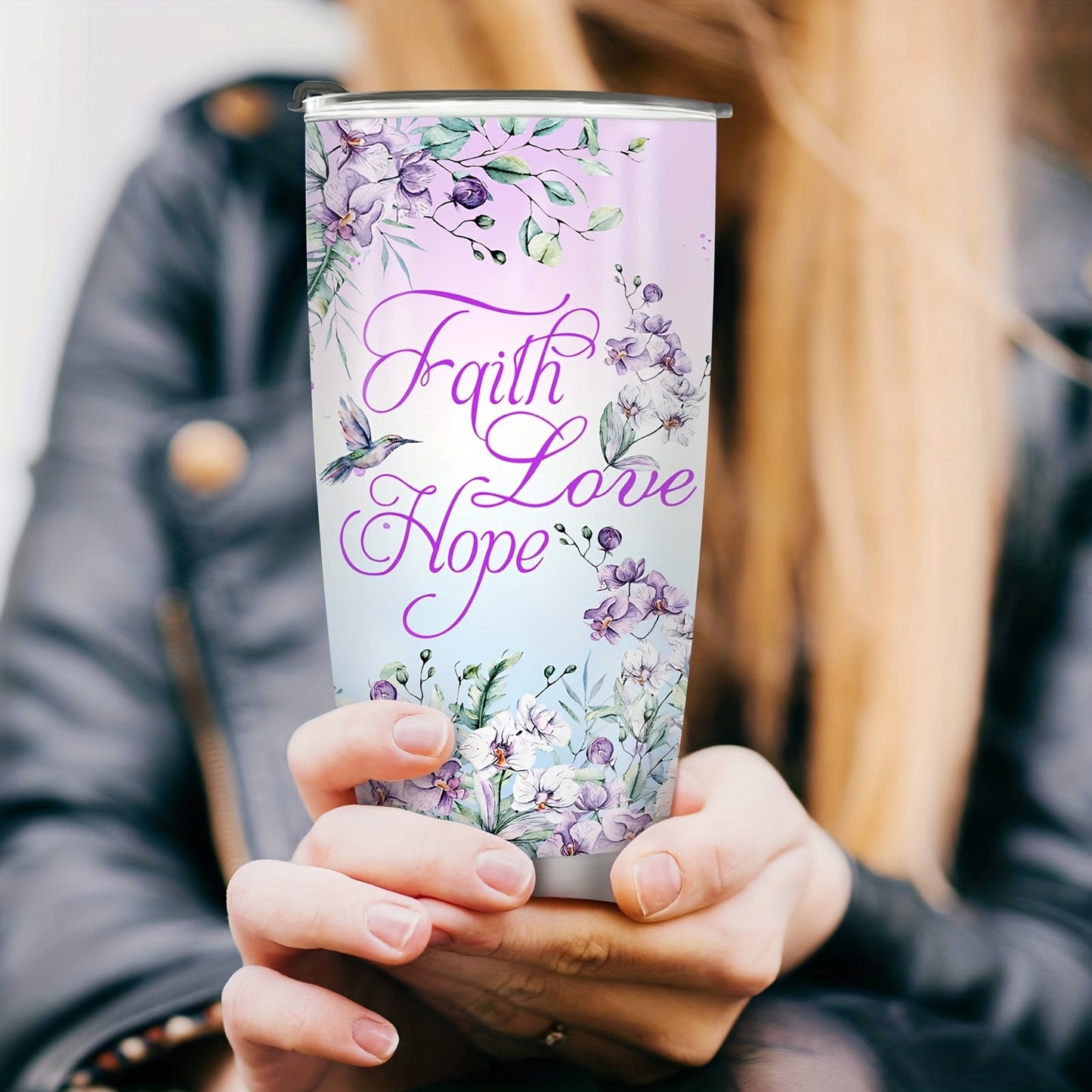 Hummingbird & Flower Tumbler - 20oz Vacuum Insulated Travel Coffee Cup, Perfect Heartfelt Gift for Mother, Grandma, Mama, Sister & Daughter