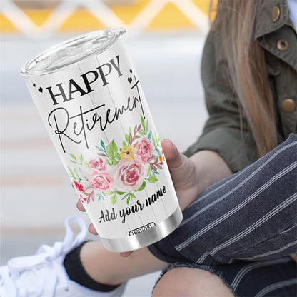 Personalized Retirement Tumbler - Custom Name & Funny Print on 20oz Insulated Stainless Steel Cup | Perfect Retirement Gift for Coworkers, Family & Friends
