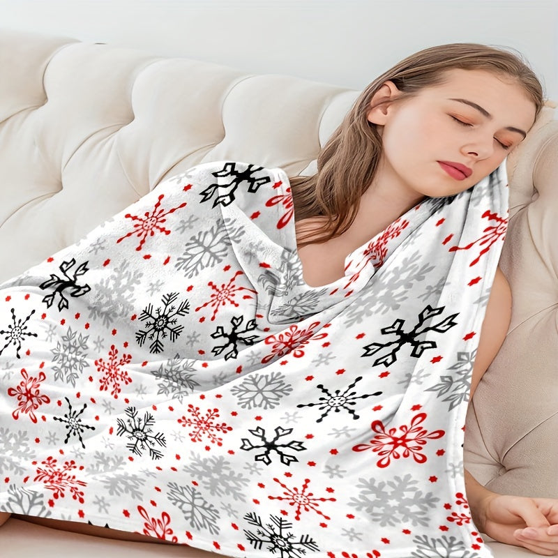 Modern White Minimalist Flannel Throw - Portable & Lightweight, All-Season Essential for Dorm Room, Office Desk, Sofa & Travel