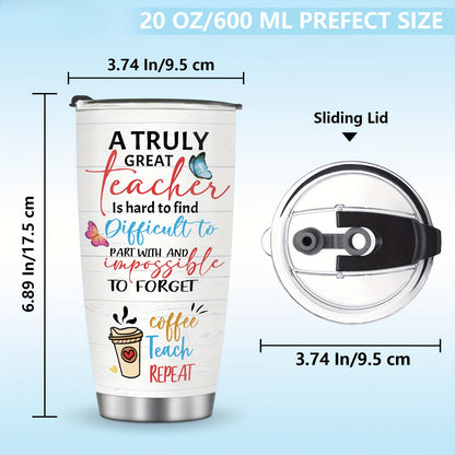 Teacher Appreciation Tumbler 20oz - "World's Best Teacher" Stainless Steel Insulated Cup | Leakproof Gift for Educators at Christmas, End of Year & Holidays