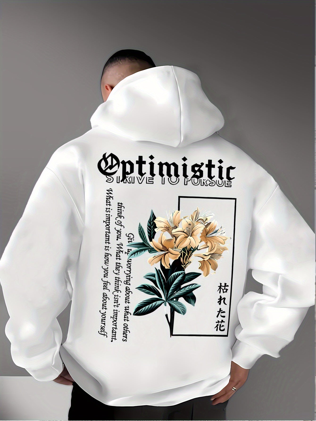 Men's Floral Geometric Print Hoodie - Royal Blue Color, Streetwear Hip-Hop Hooded Sweatshirt