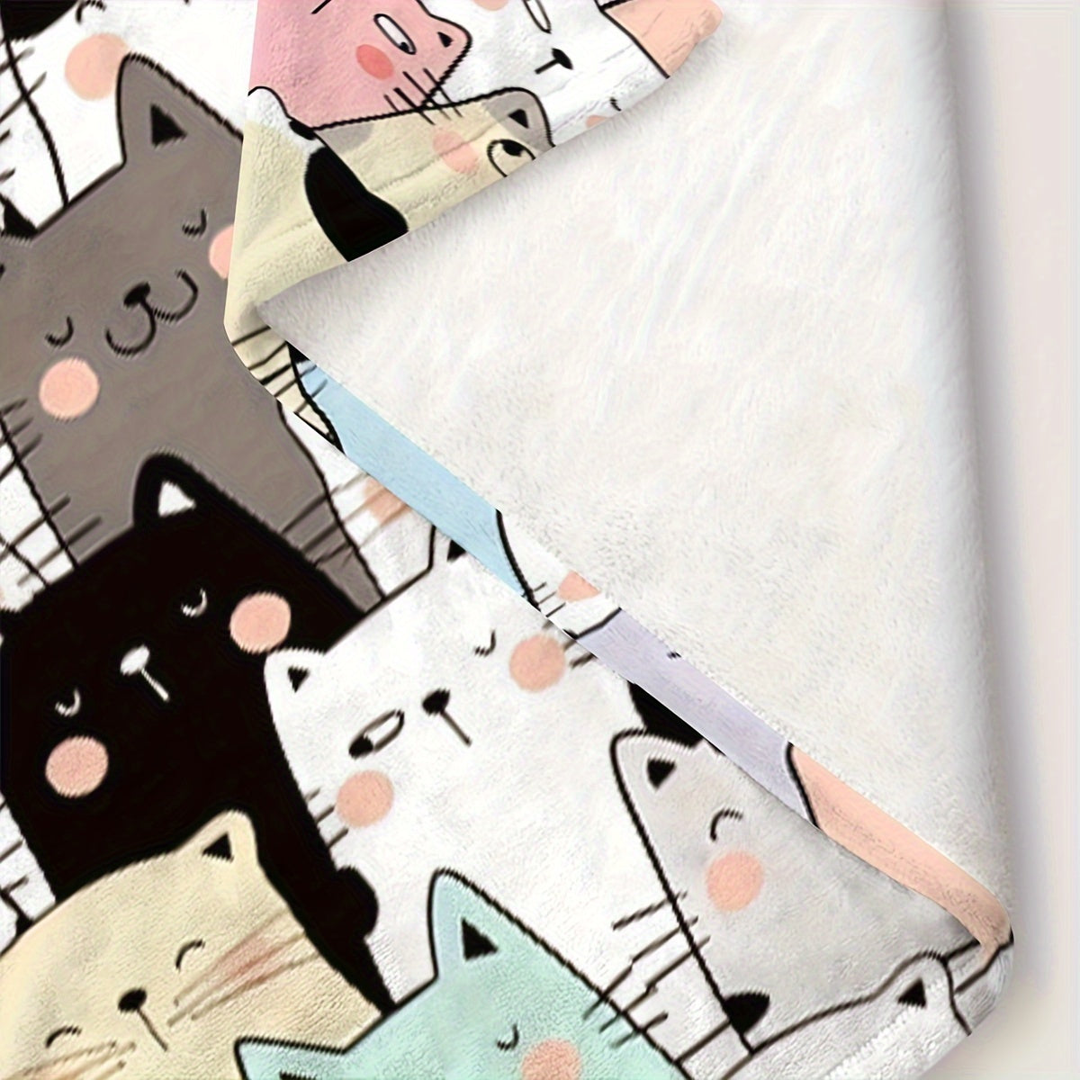 Cute Cat & Sheep Print Fleece Blanket -  All-Season Wearable Shawl or Throw, Perfect Holiday & Birthday Gift for Animal Lovers