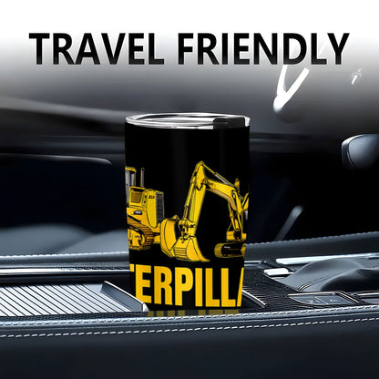 Caterpillar Construction Tumbler 20oz - Heavy Duty Stainless Steel Mug with Leak-Proof Lid | The Ultimate Gift for Builders, Truck Lovers & Big Kids at Heart