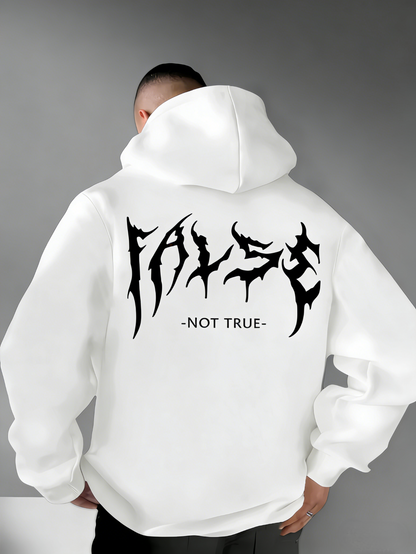 Gothic Punk Graffiti Hoodie - Men‘s Black & White Lettering Hooded Sweatshirt, Concert & Street Casual Essential