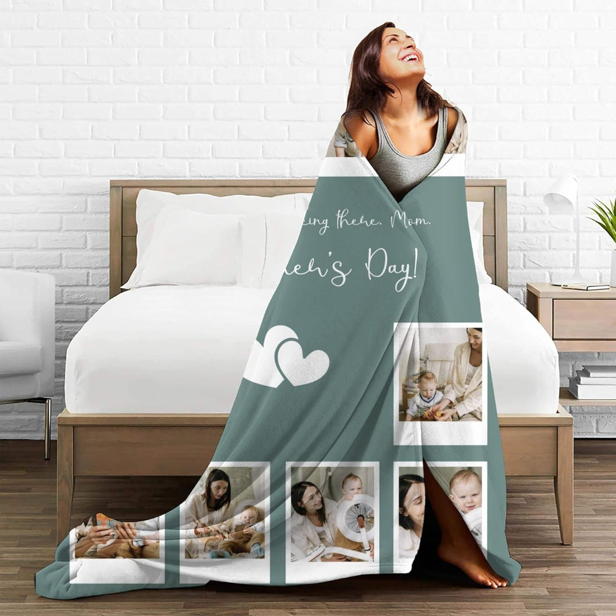 Custom Vintage Photo Blanket for Mom - Personalized Heartfelt Gift from Family, Kids & Husband, Birthday Mother's Day Keepsake Throw