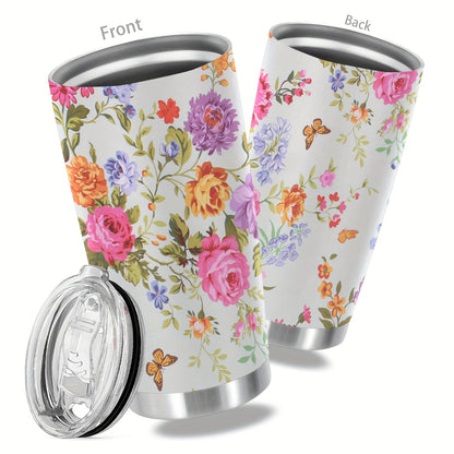 Floral & Funny Quote Tumbler - 20oz Stainless Steel Insulated Cup with Double Wall Vacuum | Humorous Gift for Women, Best Friends & Family