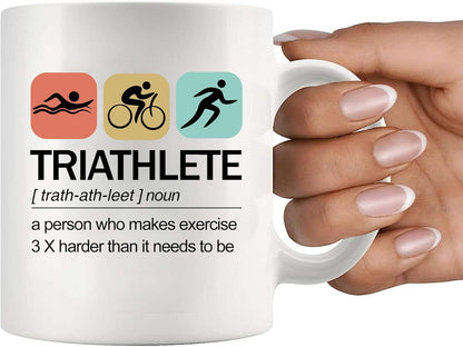 11oz Triathlon Spirit Mug - For the Swimmer, Biker, Runner, High-Quality Ceramic Drinkware for Training & Recovery